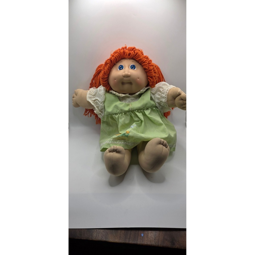 Vintage 1982 Cabbage Patch Kids Doll Orange Yarn Hair Blue Eyes Coleco Doll